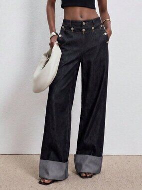 Blue Casual Women's Straight Loose Jeans